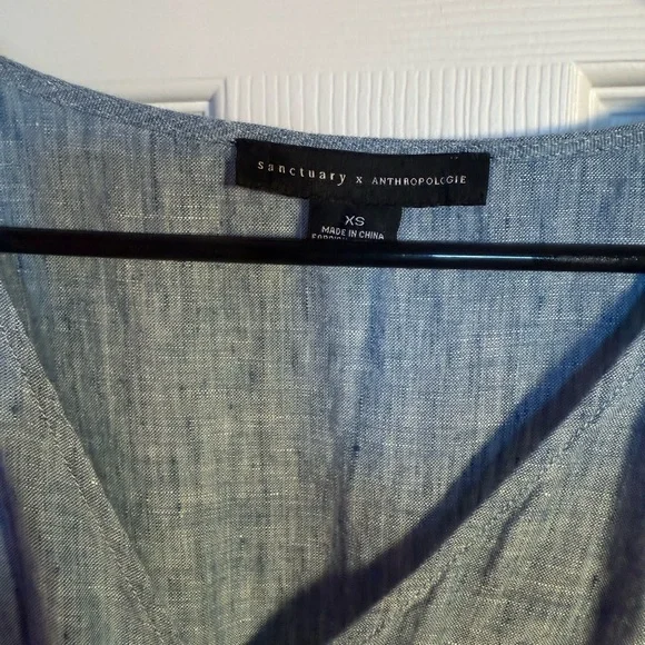 Anthropologie x Sanctuary Montana Blue Linen Wrap Romper - Picture 5 of 5